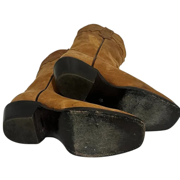 El Pajar Tan Mexican Women's Western Leather Boots Sz 5.5 - Picture 5 of 7